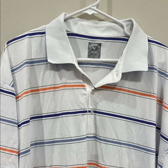 Men's Striped Polo Callaway Shirt - White, Blue, and Orange- size 2X - Picture 3 of 5